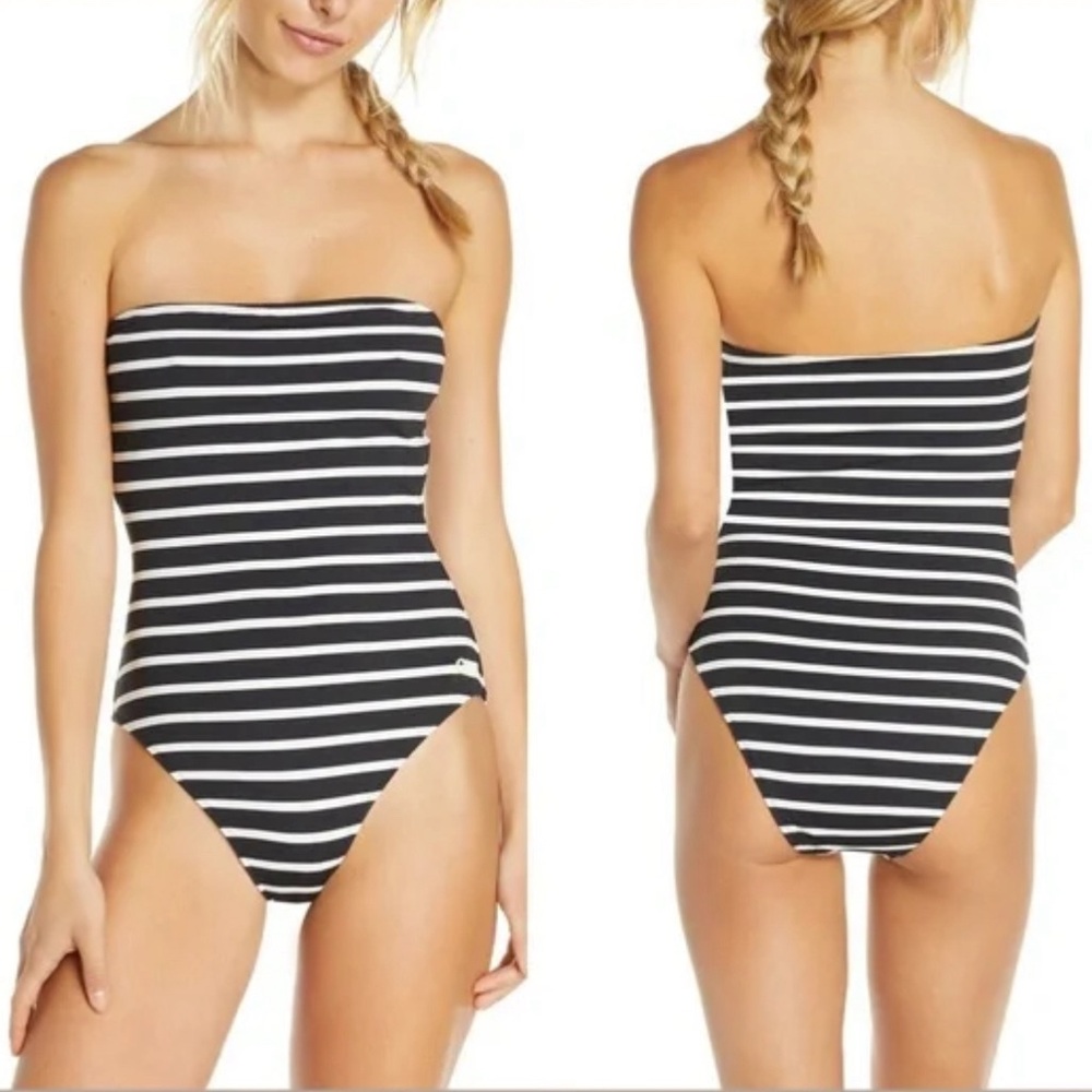 SOLID & STRIPED Black and White Striped One Piece